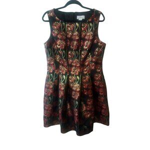 J Howard Floral Brocade Sleeveless Fit & Flare Dress Womens Pockets Size 14